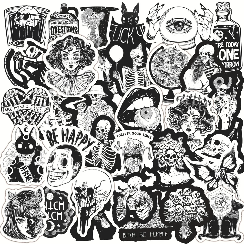 10/30/50PCS Gothic Black And White Collection Graffiti Waterproof Sticker Creative Decoration Skateboard Helmet Guitar Wholesale
10/30/50PCS Gothic Black And White Collection Graffiti Waterproof Sticker Creative Decoration Skateboard Helmet Guitar Wholesale