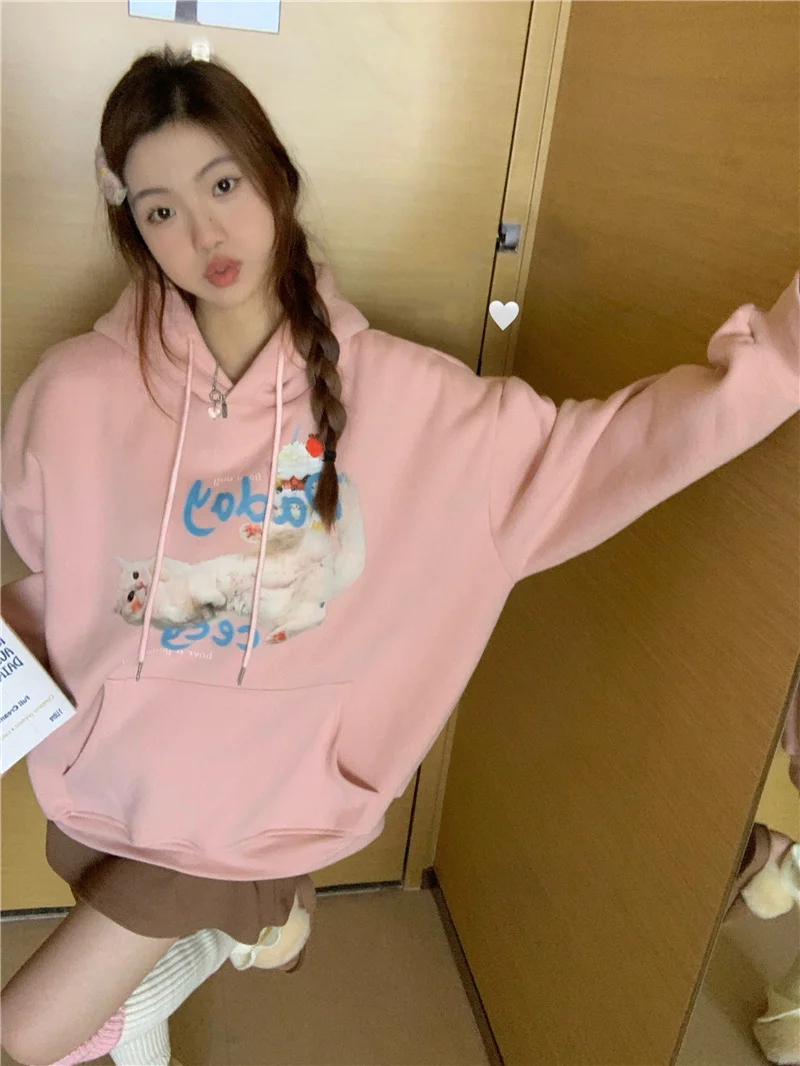 Kawaii Cartoon Cat Printed Hoodies Korean Fashion Streetwear Aesthetic Long Sleeve Top Pullovers Harajuku Y2k Sweet Sweatshirt
Kawaii Cartoon Cat Printed Hoodies Korean Fashion Streetwear Aesthetic Long Sleeve Top Pullovers Harajuku Y2k Sweet Sweatshirt