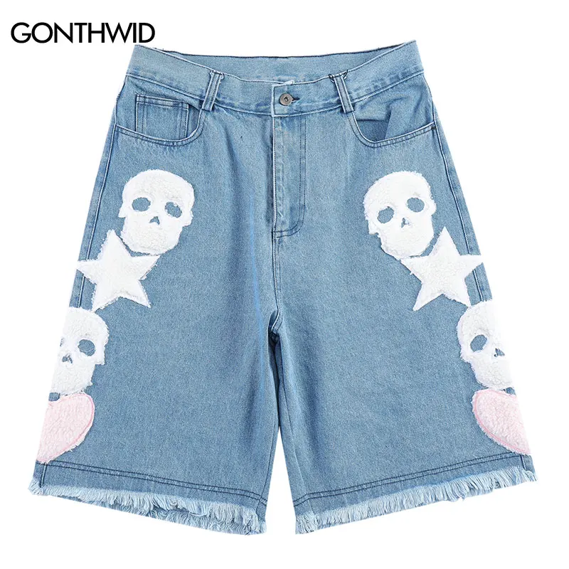 Denim Shorts Streetwear Embroidery Skull Star Short Jeans Mens Summer Hip Hop Casual Baggy Pants Harajuku Short Trousers Male
Denim Shorts Streetwear Embroidery Skull Star Short Jeans Mens Summer Hip Hop Casual Baggy Pants Harajuku Short Trousers Male