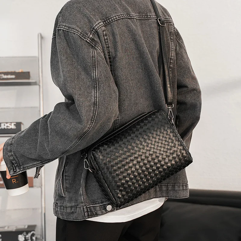 Fashion Hand-woven Crossbody Bag Men Luxury Style Men's Shoulder Bag Clutch Bag Multifunction Mens Messenger Wrist Handbag Male
Fashion Hand-woven Crossbody Bag Men Luxury Style Men's Shoulder Bag Clutch Bag Multifunction Mens Messenger Wrist Handbag Male