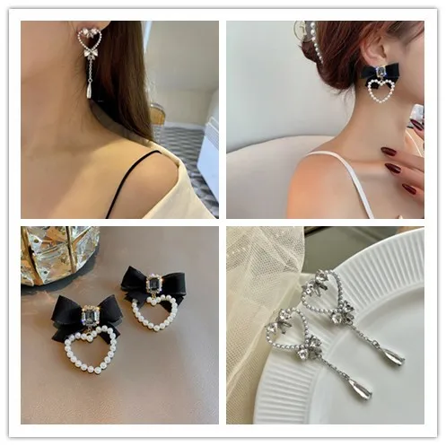 Korean Sweet Pearl Hollow Heart Drop Earrings For Women Girls Fashion Bowknot Crystal Long Pendientes Mujer Jewelry
Korean Sweet Pearl Hollow Heart Drop Earrings For Women Girls Fashion Bowknot Crystal Long Pendientes Mujer Jewelry