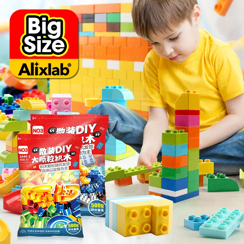 ALIXLAB Diy Big Size Blocks Bricks Building For Kids Classic Bulk Base Plates Klocki Block Children Toys Compatible with Duploe | Игрушки и