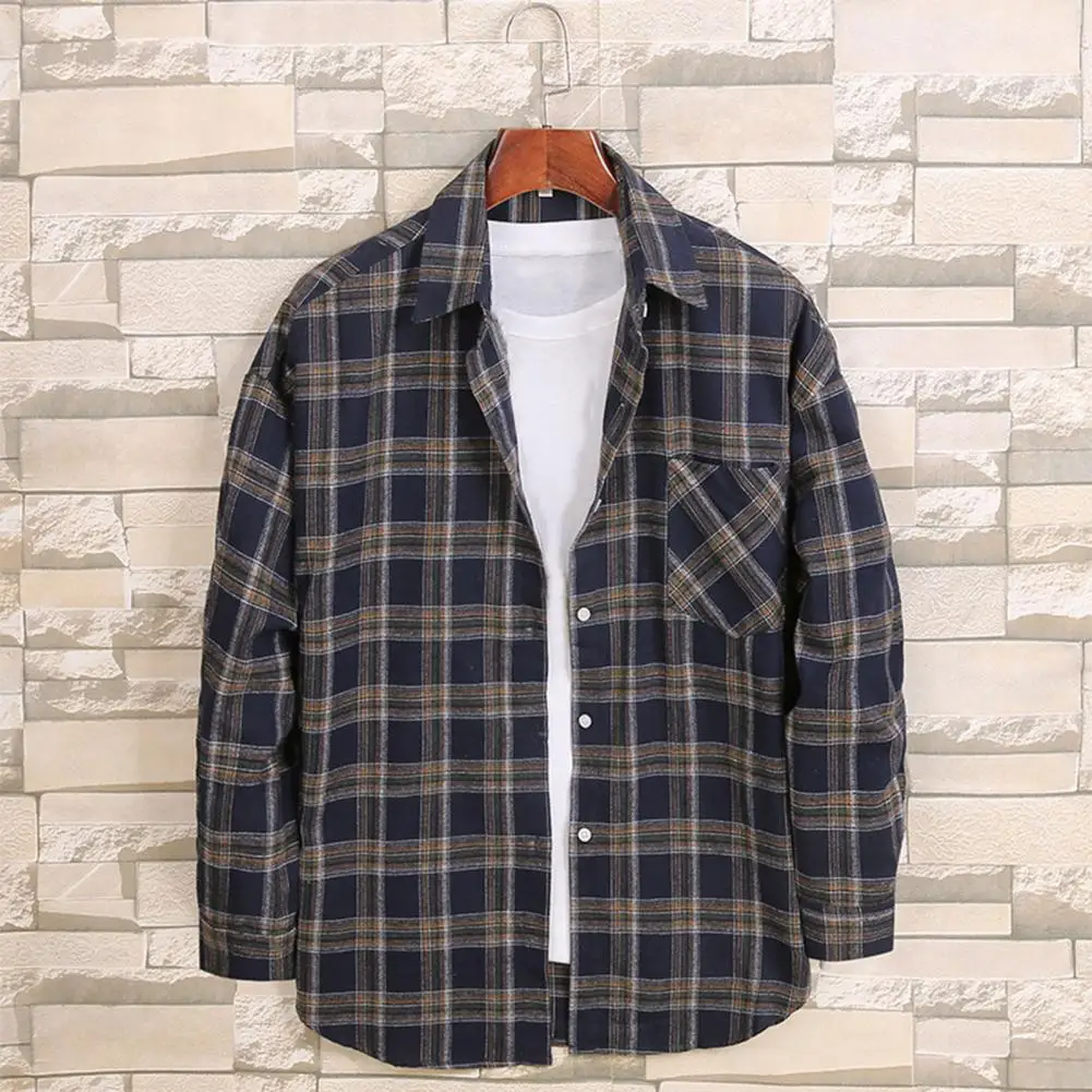 Chic Spring Shirt Youthful Autumn Tops Plaid Print Color Matching Breathable Men Tops Buttons
Chic Spring Shirt Youthful Autumn Tops Plaid Print Color Matching Breathable Men Tops Buttons
