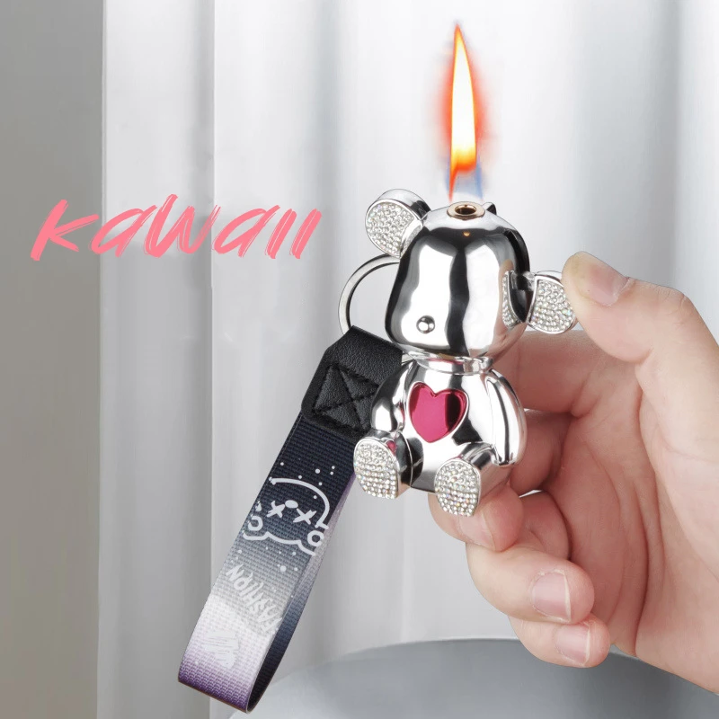 New Cute Bear Diamond Keychain Lighter Creative Mini Metal Inflatable Butane Torch Kawaii Lighter Smoking Accessories Girl Gift
New Cute Bear Diamond Keychain Lighter Creative Mini Metal Inflatable Butane Torch Kawaii Lighter Smoking Accessories Girl Gift
