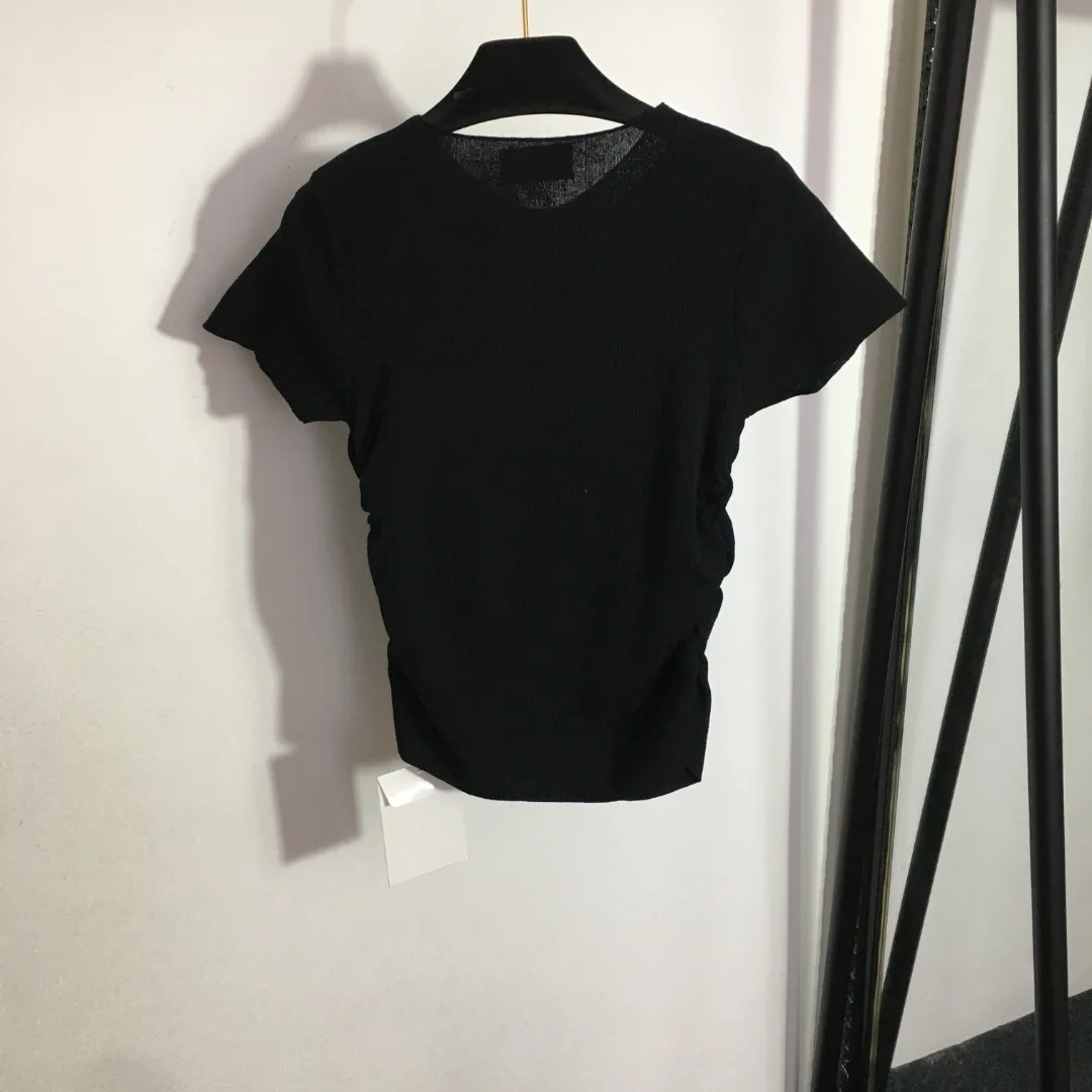 Женская Асимметричная трикотажная футболка, Элегантная стильная облегающая футболка с оборками на талии и коротким рукавом, лето 2023 
Женская Асимметричная трикотажная футболка, Элегантная стильная облегающая футболка с оборками на талии и коротким рукавом, лето 2023