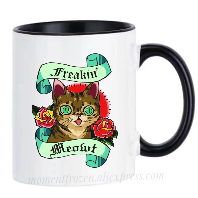

Meow Cat Mugs Handle Tea Coffee Cups Creative Milk Drinkware Personality Morph Coffeeware Teaware Home Decor Birthday Gifts