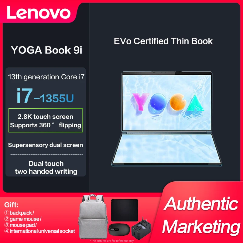 Новый оригинальный тонкий ноутбук Lenovo YOGA Book 9i, Intel i7-1355U Iris Xe, 15,6-дюймовый IPS полный сенсорный ноутбук с двумя экранами
Новый оригинальный тонкий ноутбук Lenovo YOGA Book 9i, Intel i7-1355U Iris Xe, 15,6-дюймовый IPS полный сенсорный ноутбук с двумя экранами