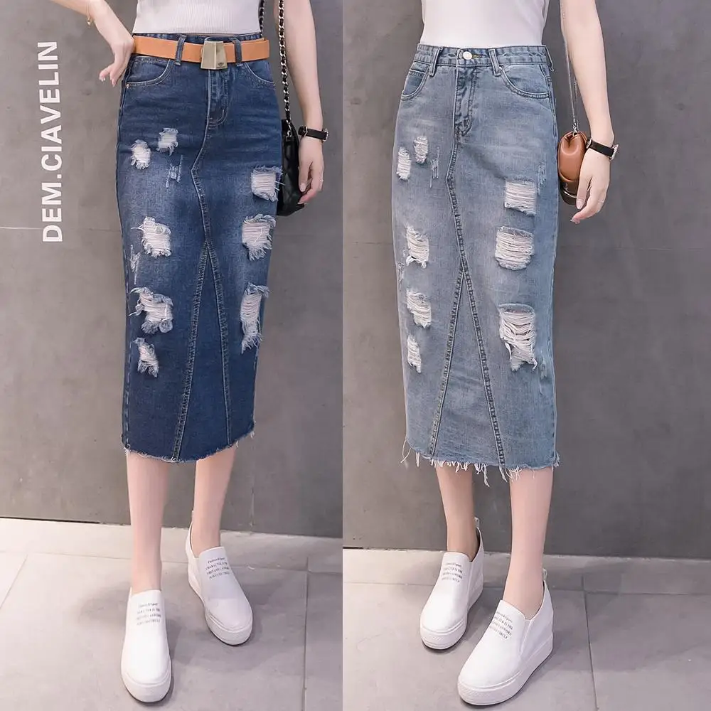 Denim Skirt Women Long Jean Skirt Split Distressed Hole Pencil Skirt Ladies Stretch Black Blue Faldas Largas Jupe Longue Femme
Denim Skirt Women Long Jean Skirt Split Distressed Hole Pencil Skirt Ladies Stretch Black Blue Faldas Largas Jupe Longue Femme