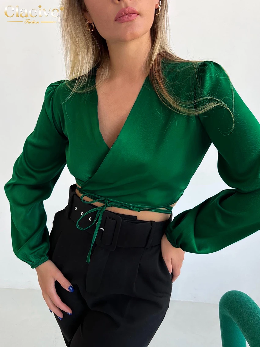 Clacive Sexy V-Neck Green Fashion Woman Blouses 2022 Bodycon Lace-Up Long Sleeve Shirts Elegant Slim Satin Tops Female Clothing
Clacive Sexy V-Neck Green Fashion Woman Blouses 2022 Bodycon Lace-Up Long Sleeve Shirts Elegant Slim Satin Tops Female Clothing