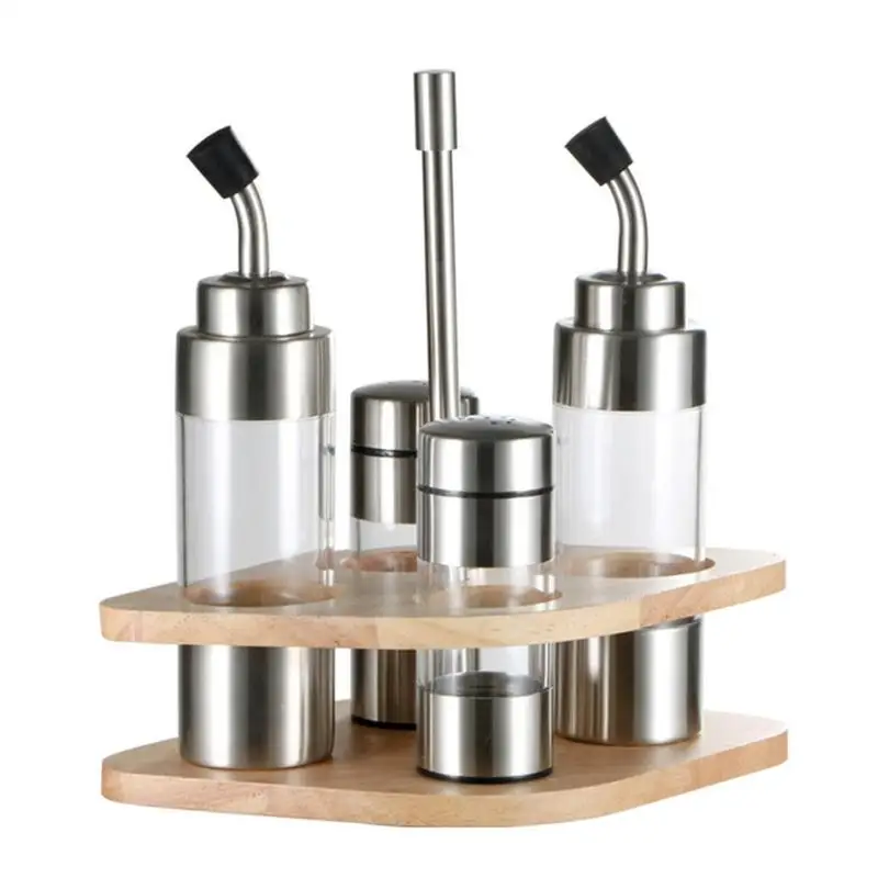 Kitchen Seasoning Bottle Set With Wooden Rack Translucent Pepper Bottle Holder Tools For Oil Salt Vinegar Soy Sauce Storage
Kitchen Seasoning Bottle Set With Wooden Rack Translucent Pepper Bottle Holder Tools For Oil Salt Vinegar Soy Sauce Storage
