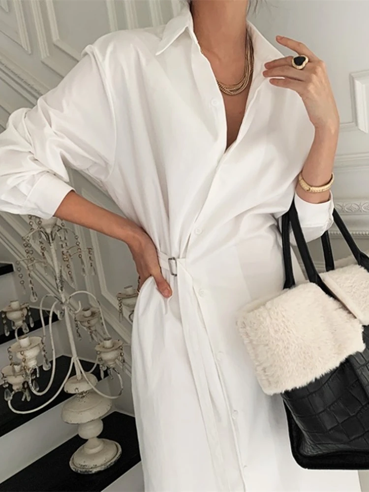 Spring Women Casual Sashes Shirt Dress Vintage A-Line Office Lady Elegant Dresses Female Midi Dress
Spring Women Casual Sashes Shirt Dress Vintage A-Line Office Lady Elegant Dresses Female Midi Dress