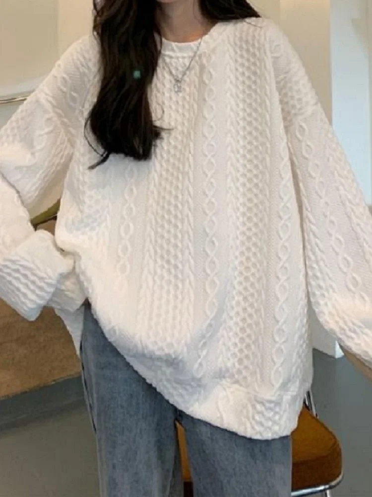 Deeptown Korean Style White Oversize Women Harajuku Basic Soild Crewneck Long Sleeve Pullover Sweatshirt Female Spring Sweet Top
Deeptown Korean Style White Oversize Women Harajuku Basic Soild Crewneck Long Sleeve Pullover Sweatshirt Female Spring Sweet Top
