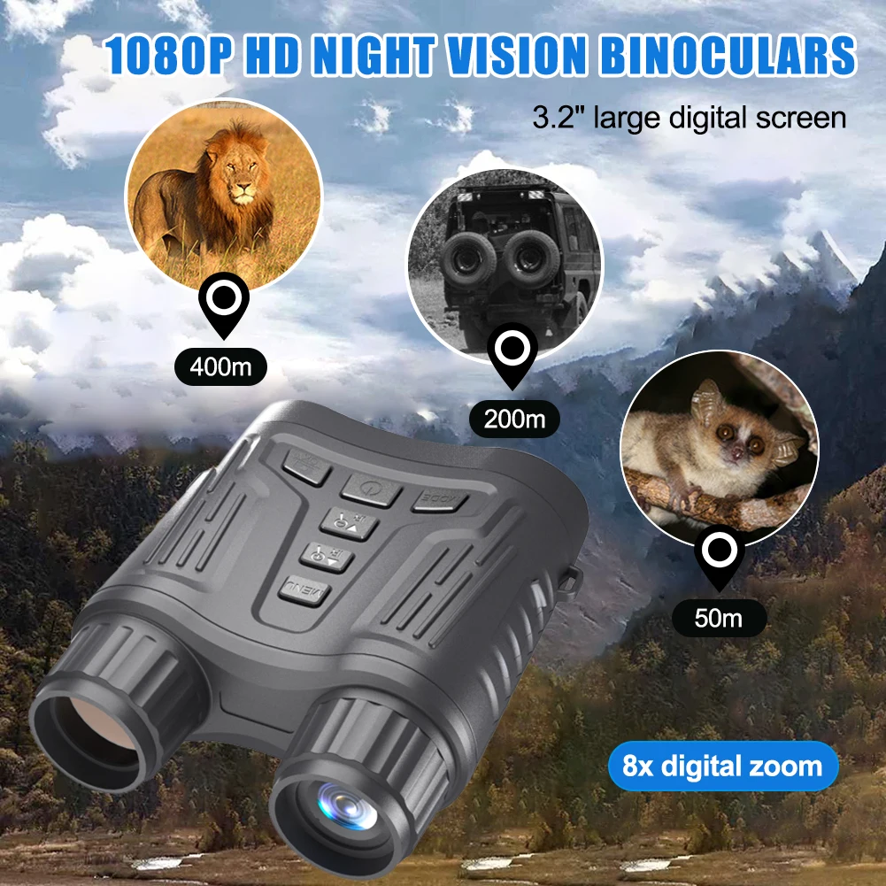 Night Vision Goggles 1080P HD Binoculars 8X Digital Zoom Photos Videos Telescope with 3.2" TFT Display for Travel Bird Watching
Night Vision Goggles 1080P HD Binoculars 8X Digital Zoom Photos Videos Telescope with 3.2" TFT Display for Travel Bird Watching