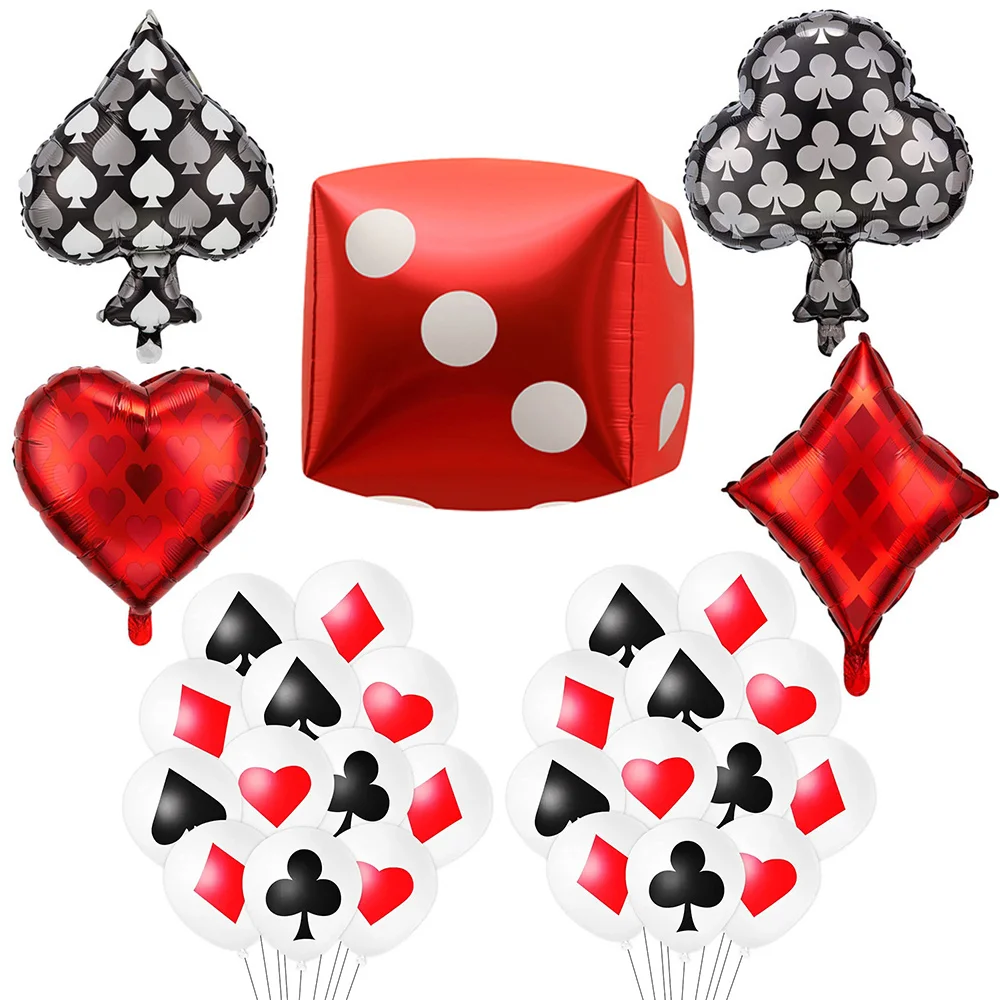 

Casino Theme Balloons Dice Playing Cards Foil Latex Balloon Las Vegas Party Poker Events Casino Night Birthday Party Decorate