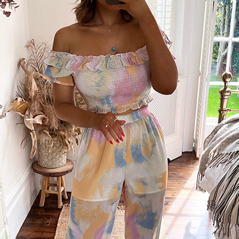 Sexy Off-the-shoulder Wrap Top + High Waist Wide Leg Pants Two-piece Fashion Print Off Waist Party Suit 2022 Casual Ladies Suit
Sexy Off-the-shoulder Wrap Top + High Waist Wide Leg Pants Two-piece Fashion Print Off Waist Party Suit 2022 Casual Ladies Suit