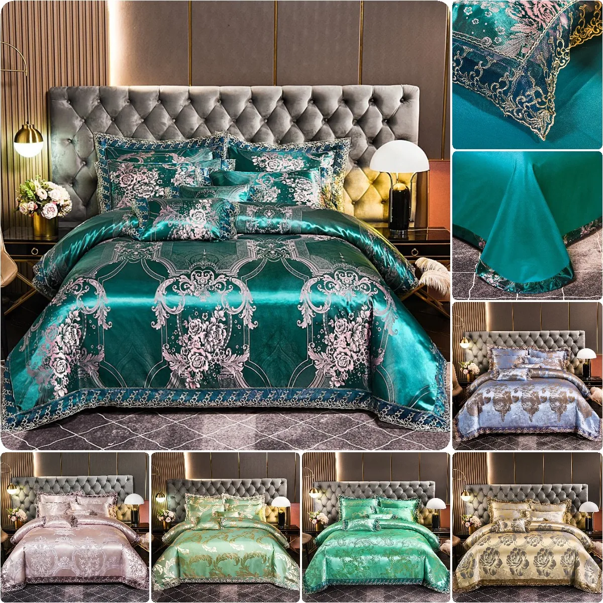 

Luxury Duvet Cover Sets Lace Bed set Satin Jacquard Bedding Set Pillowcase Twin Queen King 2/3/4pcs Morndream Hometexile