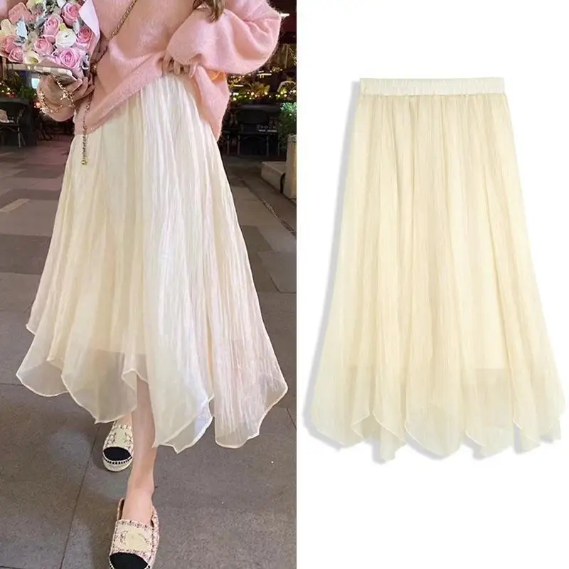 Летняя однотонная универсальная юбка средней длины, большая плиссированная юбка со свитером, Женская Весенняя удобная юбка А-силуэта
Летняя однотонная универсальная юбка средней длины, большая плиссированная юбка со свитером, Женская Весенняя удобная юбка А-силуэта