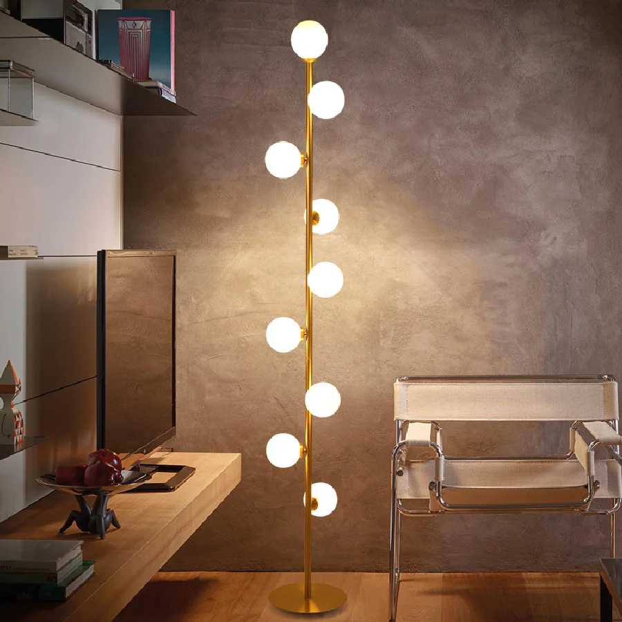 

Лампа светодиодная напольная, стеклянный светильник под золото, 9 светодиодов, для гостиной, спальни, гостиной