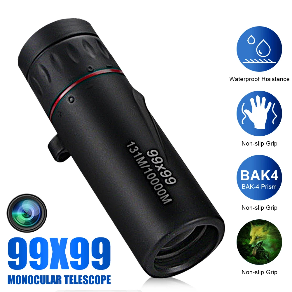99x99 High magnification HD monocular telescope waterproof mini telescope portable military zoom 10X scope for travel hunting
99x99 High magnification HD monocular telescope waterproof mini telescope portable military zoom 10X scope for travel hunting