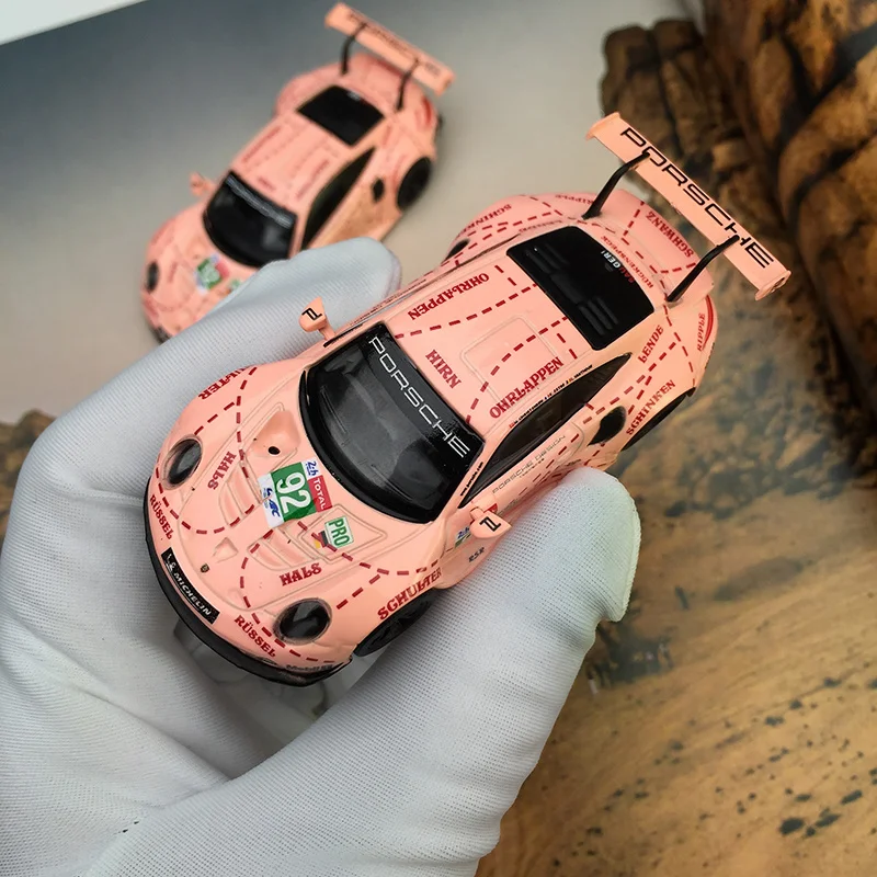 

Spark 1 64 Porsche 911 RSR pink pig Le Mans racing supercar resin car model collection ornaments