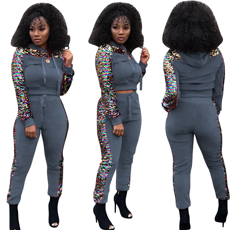 Sequins Velvet Tracksuit Women Two Piece Set Spring Autumn Clothing Hooded Sweatshirt Top and Pants Velour Suit Casual Outfits
Sequins Velvet Tracksuit Women Two Piece Set Spring Autumn Clothing Hooded Sweatshirt Top and Pants Velour Suit Casual Outfits