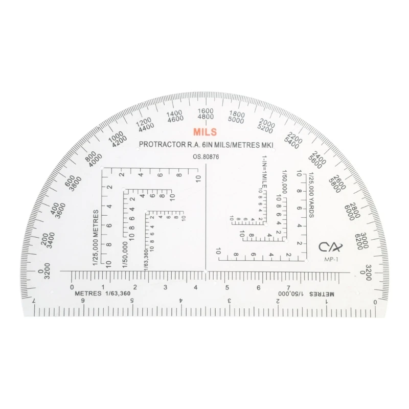 

Semicircle Military Coordinate Scale and Protractor Map Coordinate Scale Protractor Romer Grids Reference Tool 40JA