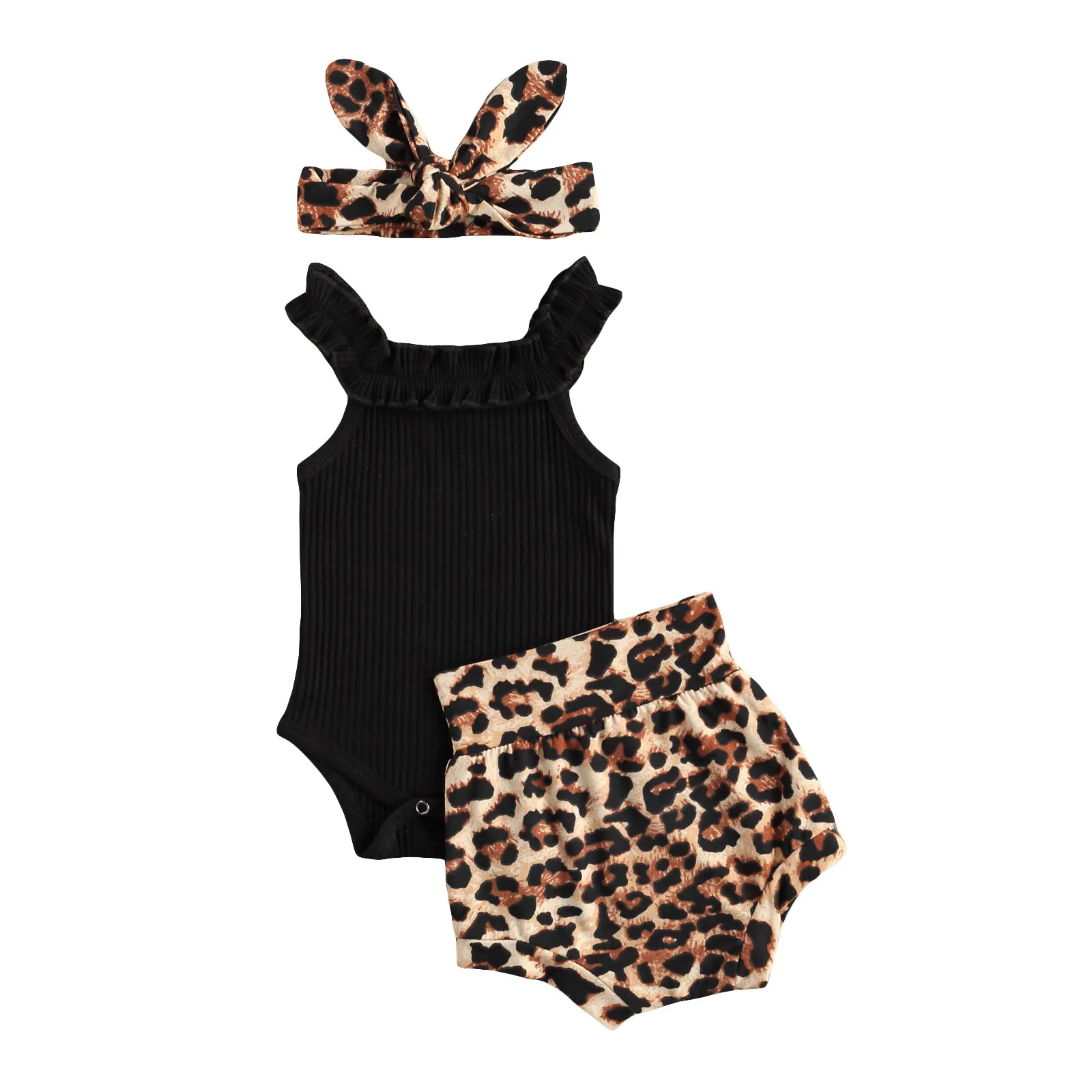 3Pcs Baby Newborn Summer Outfits Solid Sleeveless Ribbed Romper Leopard Print Shorts Bow Knot Headband Infant Toddler Sets
3Pcs Baby Newborn Summer Outfits Solid Sleeveless Ribbed Romper Leopard Print Shorts Bow Knot Headband Infant Toddler Sets