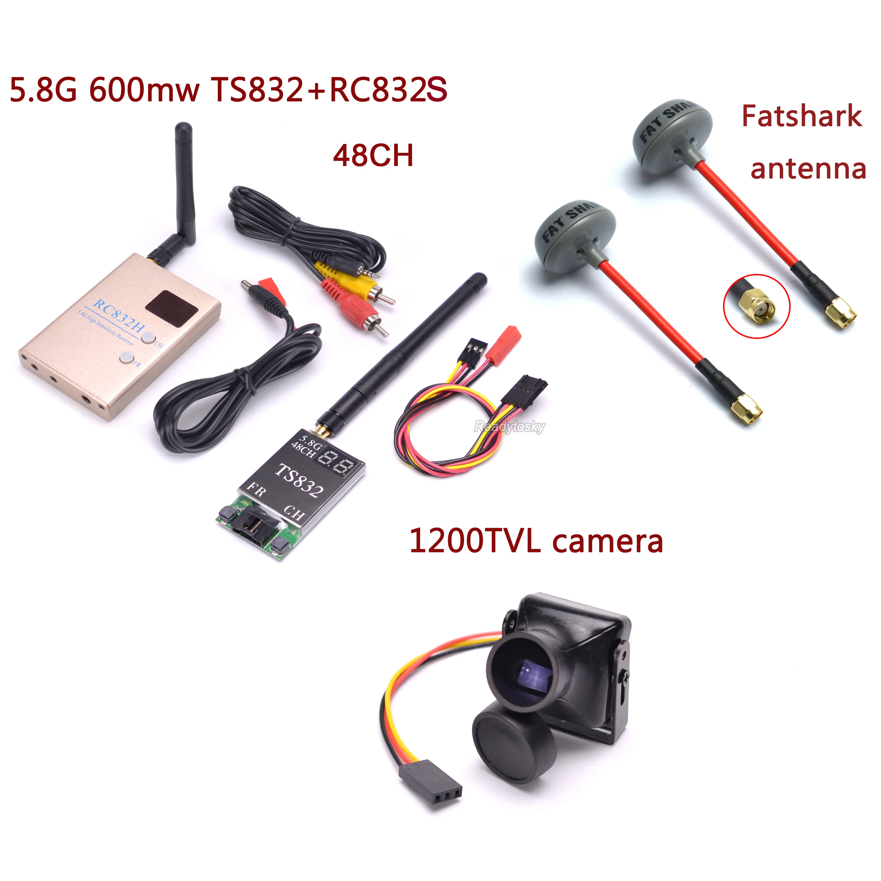 FPV комплект комбинированная система 1200TVL камера + 5,8 Ghz 600mw 48CH TS832 RC832S RC832 + антенна для F450 S500 ZD850 Quadcopter Frame 
FPV комплект комбинированная система 1200TVL камера + 5,8 Ghz 600mw 48CH TS832 RC832S RC832 + антенна для F450 S500 ZD850 Quadcopter Frame
