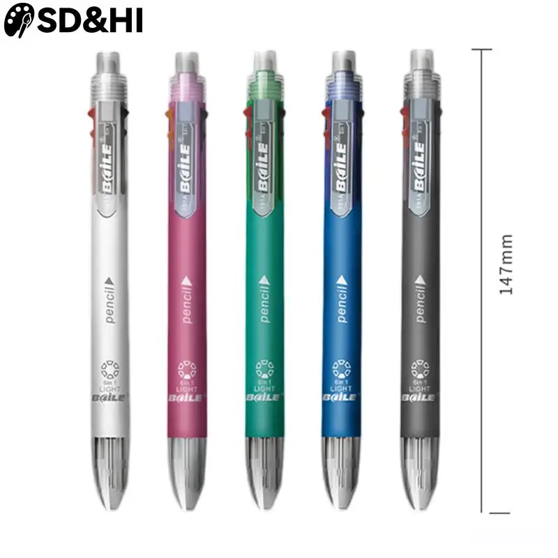 6 In 1 Multicolor Ballpoint Pens 5 Colors Ball Pen 1 Automatic Pencil With Eraser For School Office Writing Supplies Stationery
6 In 1 Multicolor Ballpoint Pens 5 Colors Ball Pen 1 Automatic Pencil With Eraser For School Office Writing Supplies Stationery