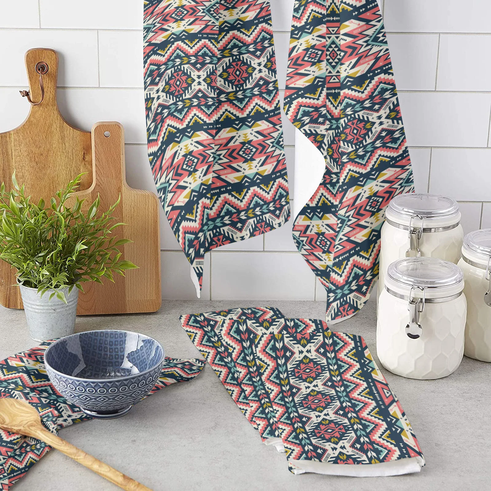 Tribal Colored Geometric Figures Retro Kitchen Towel Microfiber Rags Cleaning Cloth Home Washing Dish Cleaning Tools 
Tribal Colored Geometric Figures Retro Kitchen Towel Microfiber Rags Cleaning Cloth Home Washing Dish Cleaning Tools