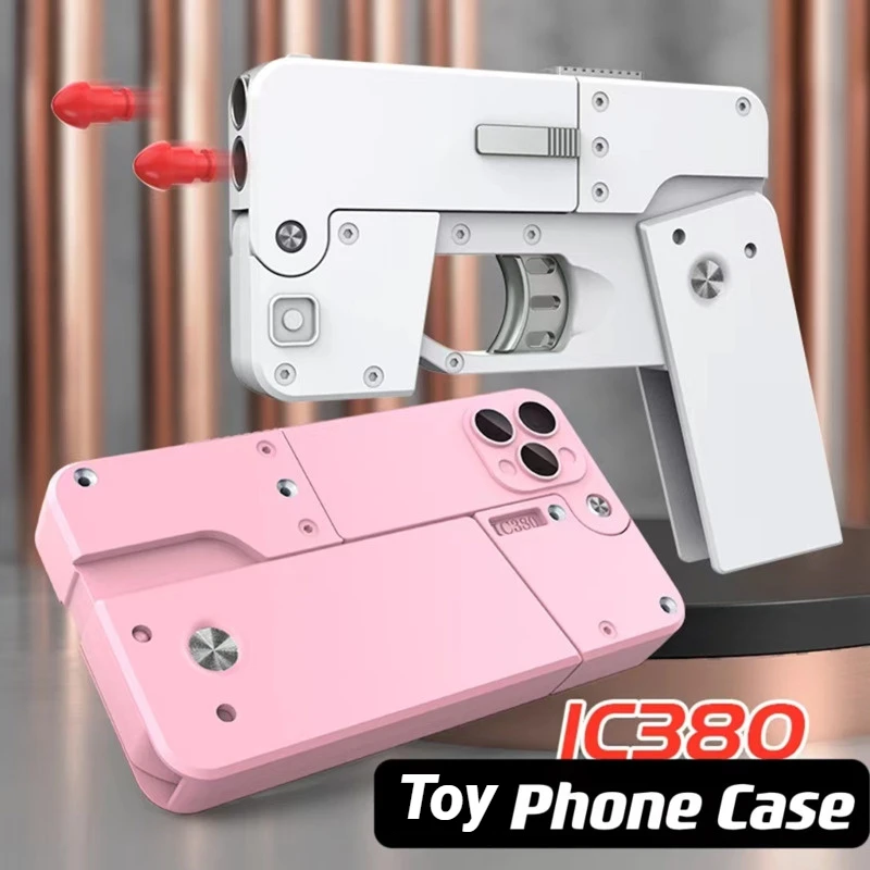 

Creative Folding Toy Guns With Soft Bullet Adult Phone Case Shape Mobile Guns BB Guns Outdoor Sports EVA Toy Accessories QG395
