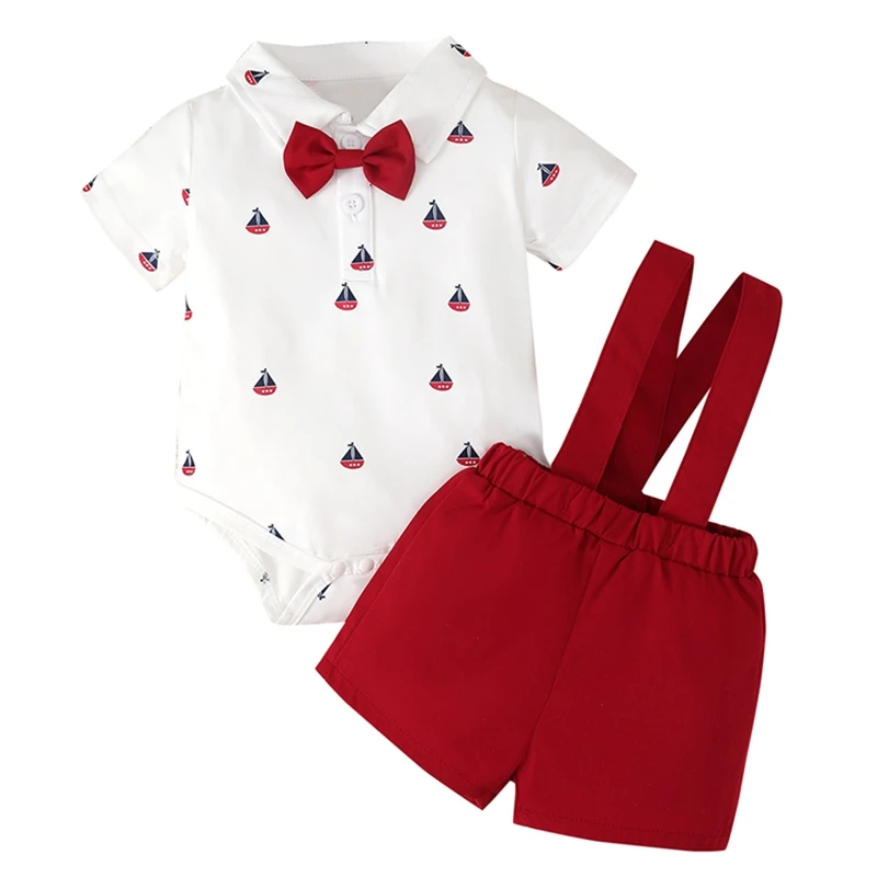 Listenwind Toddler Boy Formal Outfit Sailboat Print Short Sleeve Romper with Bow Tie and Elastic Overalls Shorts Summer Clothes
Listenwind Toddler Boy Formal Outfit Sailboat Print Short Sleeve Romper with Bow Tie and Elastic Overalls Shorts Summer Clothes