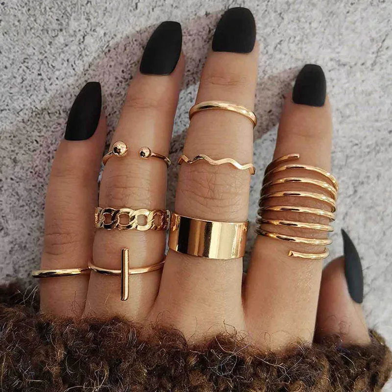 Fashion Boho Gold Color Wave Rings Set For Women Black Vintage Geometric Twine Beaded Finger Ring Female Trendy Party Jewelry
Fashion Boho Gold Color Wave Rings Set For Women Black Vintage Geometric Twine Beaded Finger Ring Female Trendy Party Jewelry
