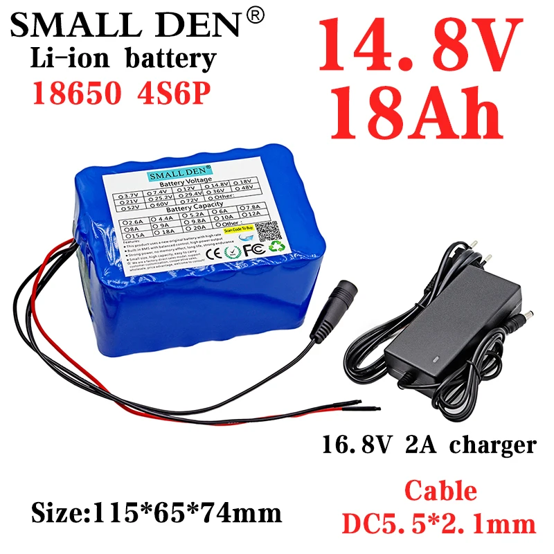 14.8V 18A 18650 lithium battery pack+16.8V2A charger Built-in balance BMS, night fishing light, speaker,14V rechargeable battery
14.8V 18A 18650 lithium battery pack+16.8V2A charger Built-in balance BMS, night fishing light, speaker,14V rechargeable battery