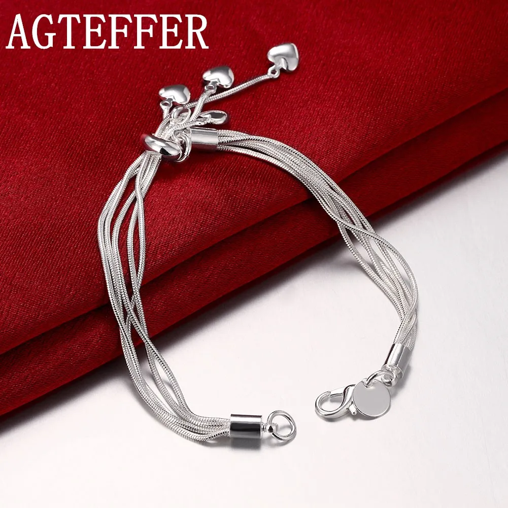 AGTEFFER 925 Sterling Silver Five Heart Snake Chain Bracelet For Women Charm Wedding Engagement Fashion Party Jewelry
AGTEFFER 925 Sterling Silver Five Heart Snake Chain Bracelet For Women Charm Wedding Engagement Fashion Party Jewelry