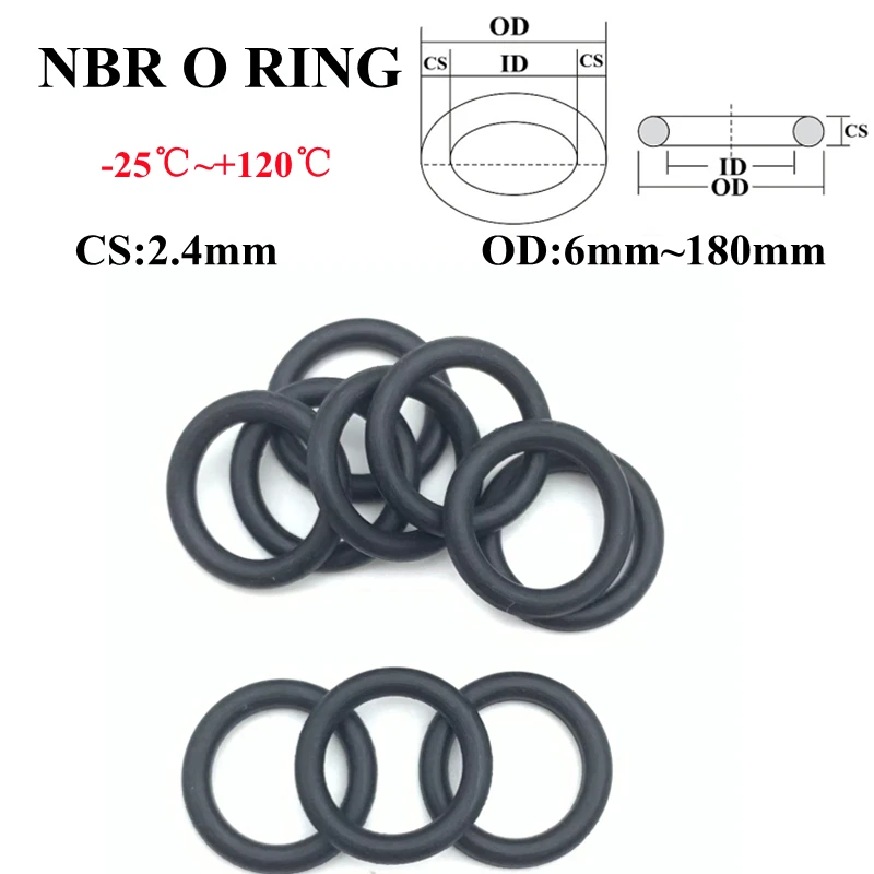 20pcs Black O Ring Gasket CS 2.4mm OD 6mm ~ 180mm NBR Automobile Nitrile Rubber Round O Type Corrosion Oil Resistant Seal Washer
20pcs Black O Ring Gasket CS 2.4mm OD 6mm ~ 180mm NBR Automobile Nitrile Rubber Round O Type Corrosion Oil Resistant Seal Washer