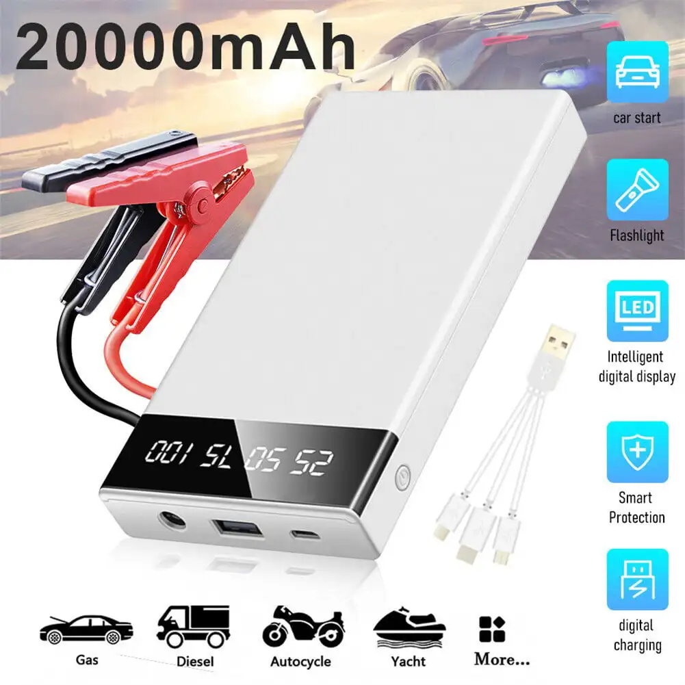 20000mAh Car Jump Starter Booster Jumper Box Power Bank Battery Charger Portable Car Accessories
20000mAh Car Jump Starter Booster Jumper Box Power Bank Battery Charger Portable Car Accessories