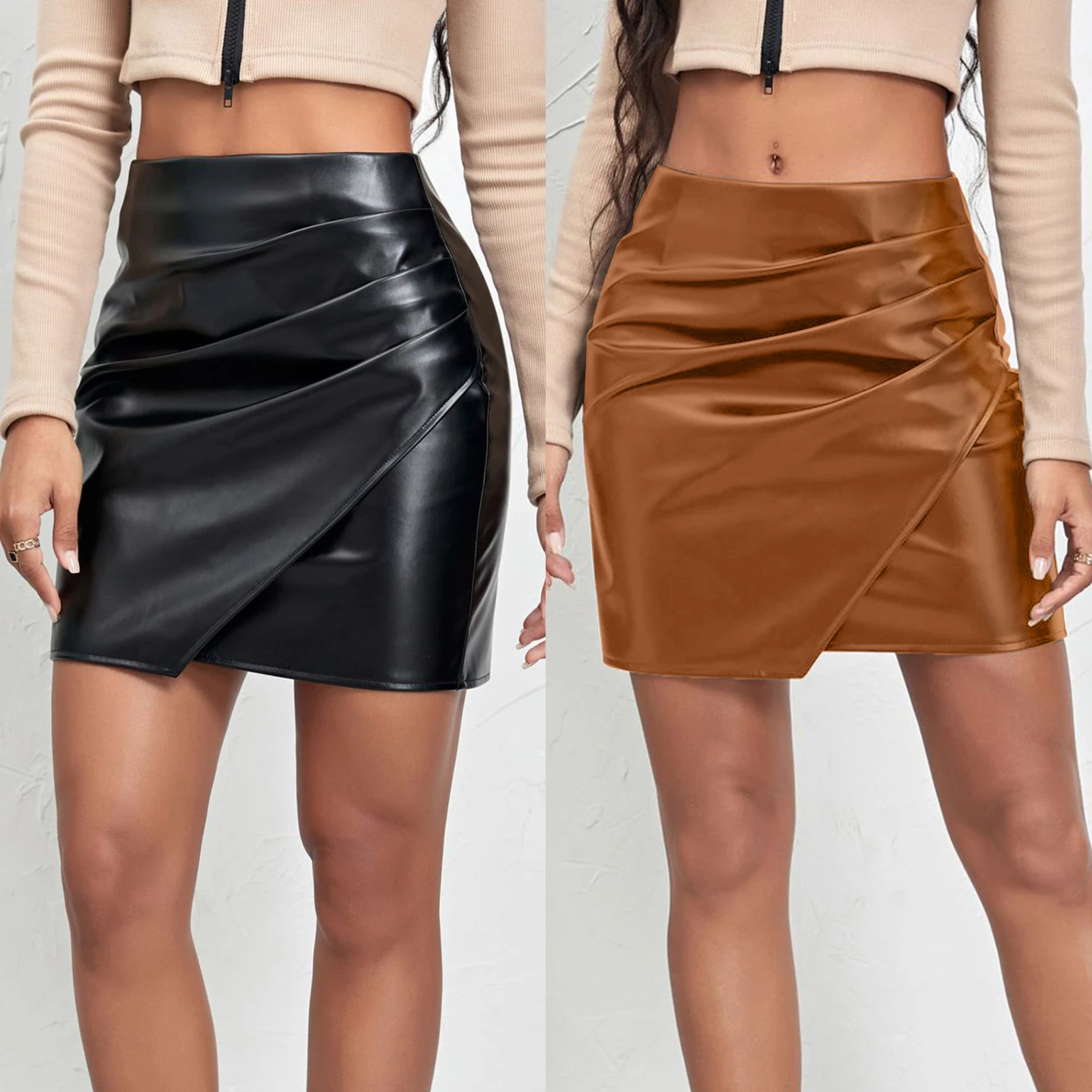 Bodycon Short Skirt Women Ruched Wrap Skirt PU Leather Sexy Mini Skirt Fashion High Waist Skirt Ladies Casual Skirt
Bodycon Short Skirt Women Ruched Wrap Skirt PU Leather Sexy Mini Skirt Fashion High Waist Skirt Ladies Casual Skirt