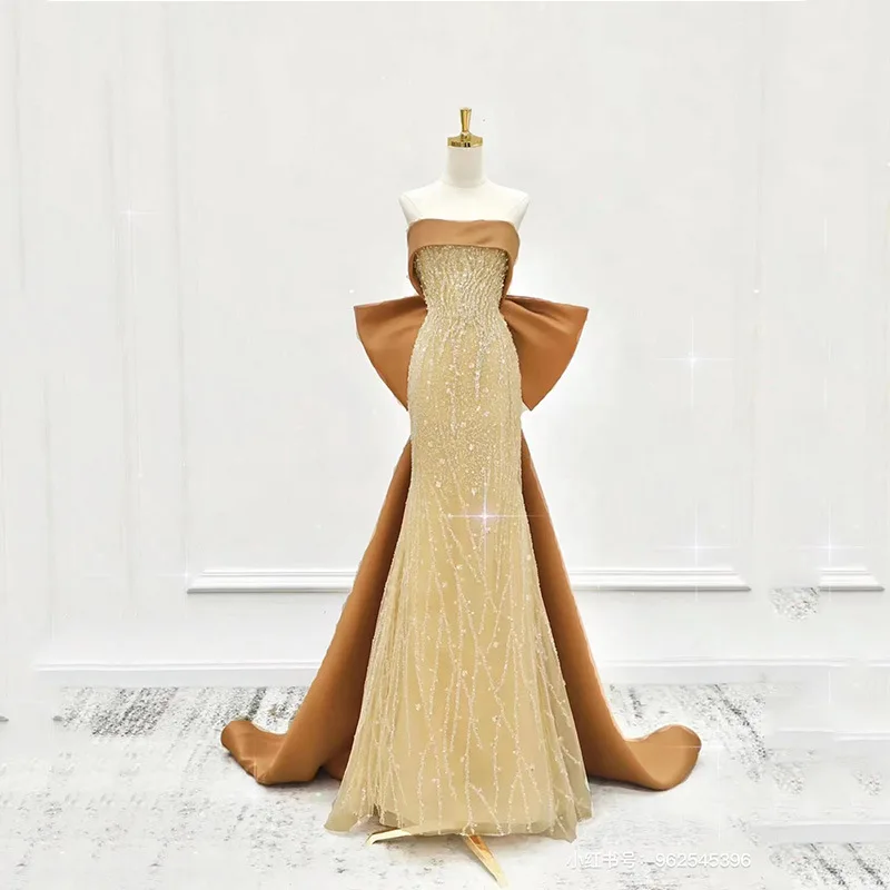 14482#VAN Elegant Gold Luxurious Exquisite Strapless Sequin Back Bow Prom Gown Formal Evening Dress Engagement 100 Real Picture
14482#VAN Elegant Gold Luxurious Exquisite Strapless Sequin Back Bow Prom Gown Formal Evening Dress Engagement 100 Real Picture