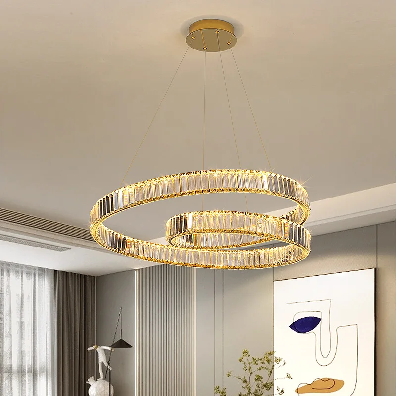 

LED Post Modern Chandeliers Golden Crystal Designer Chandelier Lighting Lustre Suspension Luminaire Lampen for Dinning Room Deco
