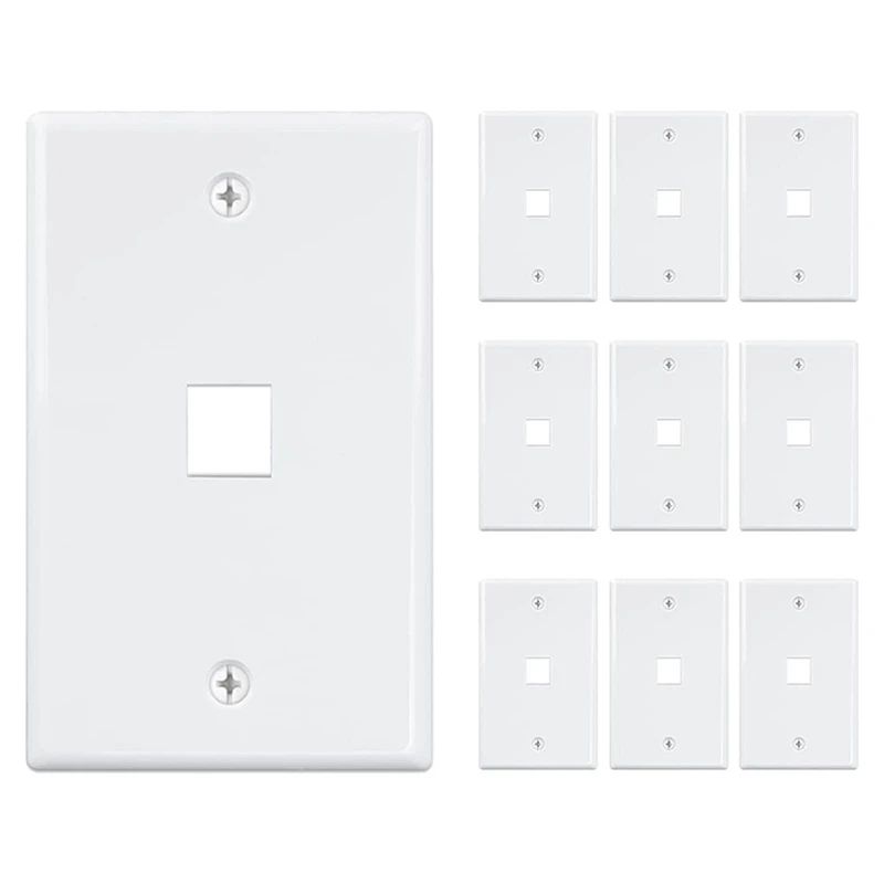10-Pack 1 Port Keystone Jack Wall Plate, Low Profile Ethernet Wall Plate Single Gang Wall Plates For Keystone Jack White
10-Pack 1 Port Keystone Jack Wall Plate, Low Profile Ethernet Wall Plate Single Gang Wall Plates For Keystone Jack White