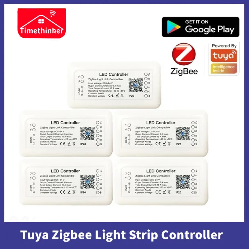 Tuya Zigbee Smart Light Strip Controller RGB+CCT 6pin LED Controller DC12-24V Work With Alexa Google Assistant Voice Control
Tuya Zigbee Smart Light Strip Controller RGB+CCT 6pin LED Controller DC12-24V Work With Alexa Google Assistant Voice Control