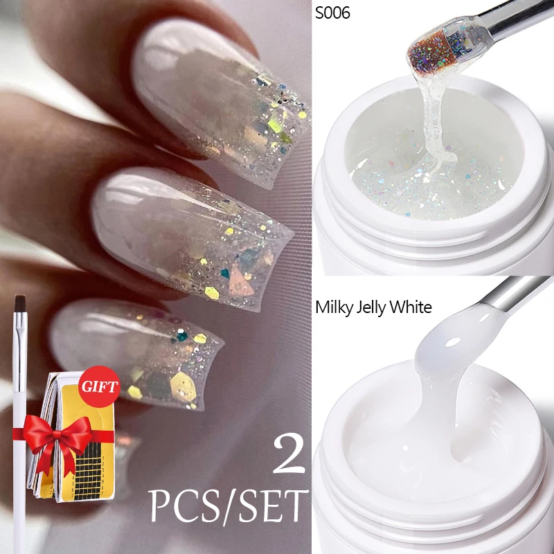 UR SUGAR 2Pcs Transparent Sequin Extension Gel Kit Milky Jelly White Pink Hard Gel Quick Extension Gel Manicure Nail Art Design
UR SUGAR 2Pcs Transparent Sequin Extension Gel Kit Milky Jelly White Pink Hard Gel Quick Extension Gel Manicure Nail Art Design