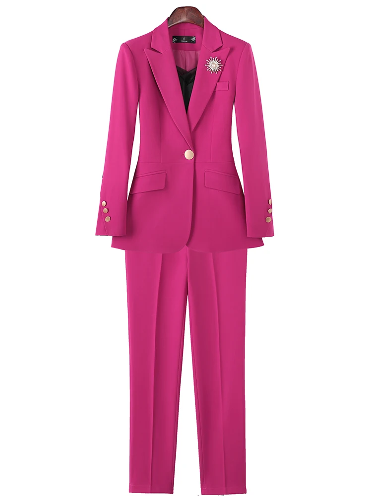Fashion Ladies Pant Suit Formal Women Office Business Work Wear Blazer And Trouser Blue Pink Black Slim Solid 2 Piece Set
Fashion Ladies Pant Suit Formal Women Office Business Work Wear Blazer And Trouser Blue Pink Black Slim Solid 2 Piece Set