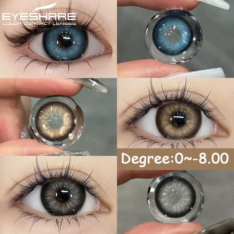 

EYESHARE 1Pair Natural Colored Contact Lenses for Eyes with Myopia Lenses Gray Lenses Blue Eye Lenses Yearly Prescription Lenses