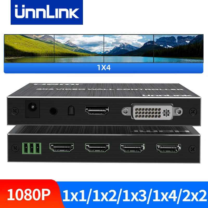 Unnlink 2x2 HDMI DVI Video Wall Controller 1080P@60Hz with Remoter 3.5mm 1X2 1X3 1X4 2X1 3x1 4X1 2X2 Video Splitter 180 Flip
Unnlink 2x2 HDMI DVI Video Wall Controller 1080P@60Hz with Remoter 3.5mm 1X2 1X3 1X4 2X1 3x1 4X1 2X2 Video Splitter 180 Flip