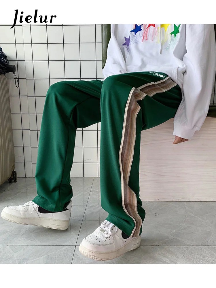 Korean Side Striped Women Straight Pants Spring Summer Girls Casual Pants Elastic Waist Woman Baggy Trousers
Korean Side Striped Women Straight Pants Spring Summer Girls Casual Pants Elastic Waist Woman Baggy Trousers