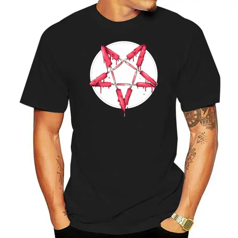 Halloween para hombre Satánico Camiseta con diseño de pentagrama, camisa de moda 100% algodón con cuello redondo y letras antiar
Halloween para hombre Satánico Camiseta con diseño de pentagrama, camisa de moda 100% algodón con cuello redondo y letras antiar