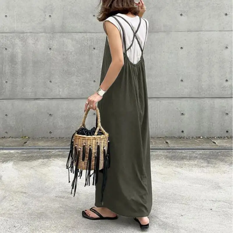Japanese Dress 2022 Summer New Women Solid Color Back Cross-line Sleeveless Loose Dresses Women Suspender Long Dresses Vestidos
Japanese Dress 2022 Summer New Women Solid Color Back Cross-line Sleeveless Loose Dresses Women Suspender Long Dresses Vestidos