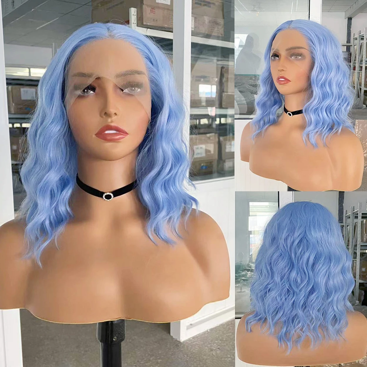 AIMEYA Synthetic Bob Wigs Light Blue Short Wave Lace Front Wigs for Women Natural Hairline Shoulder Length Daily Use Cosplay Wig
AIMEYA Synthetic Bob Wigs Light Blue Short Wave Lace Front Wigs for Women Natural Hairline Shoulder Length Daily Use Cosplay Wig
